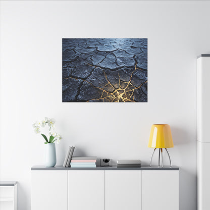 Moonlight Cracked Earth Canvas Art - Kintsugi Mono No Aware