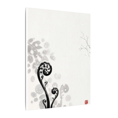 Winter Fern Unfurling Ukiyo E Inspired Canvas Art | Peaceful Decor