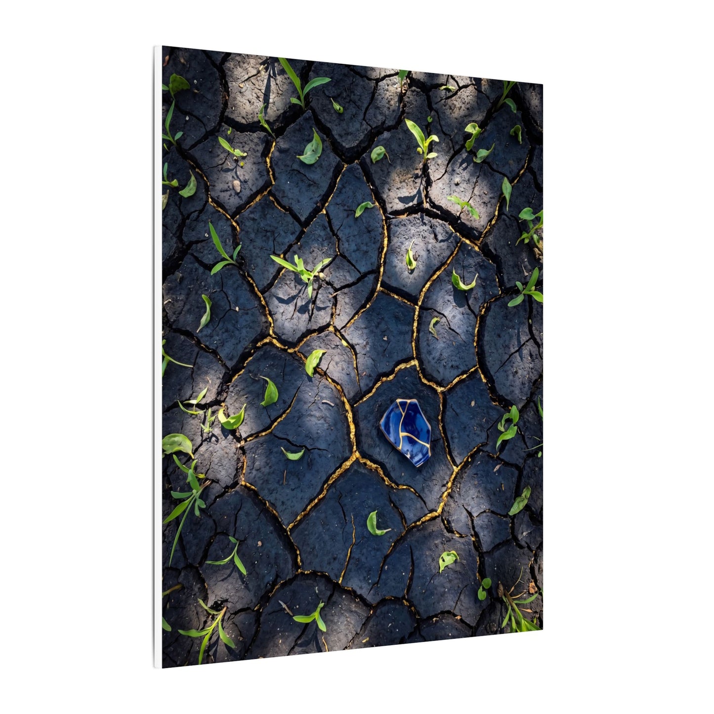 Cracked Earth Canvas Art | Spring Dark Japandi Moody Minimal Art