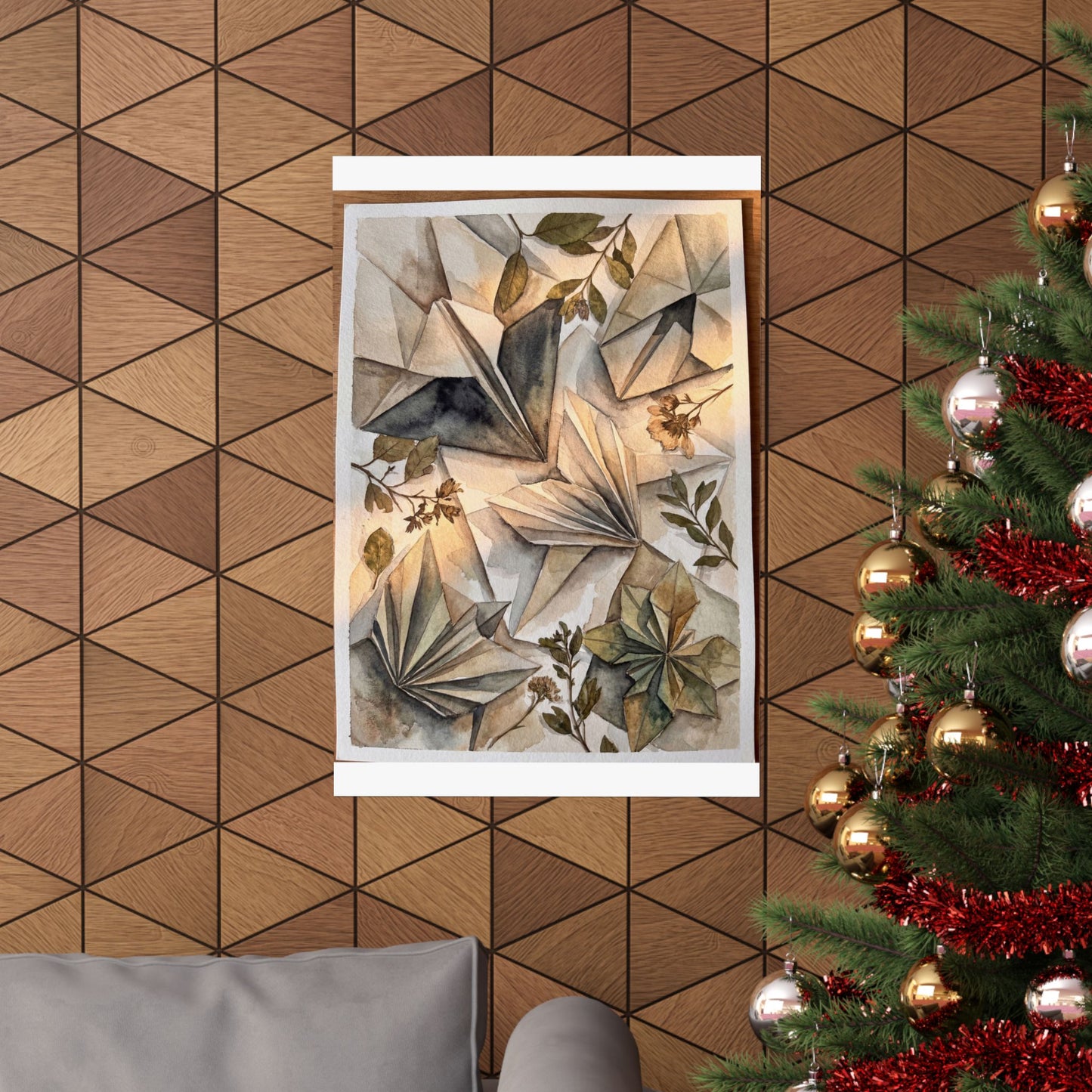 Cozy Paper Fold Wall Art Print - Watercolor Japandi