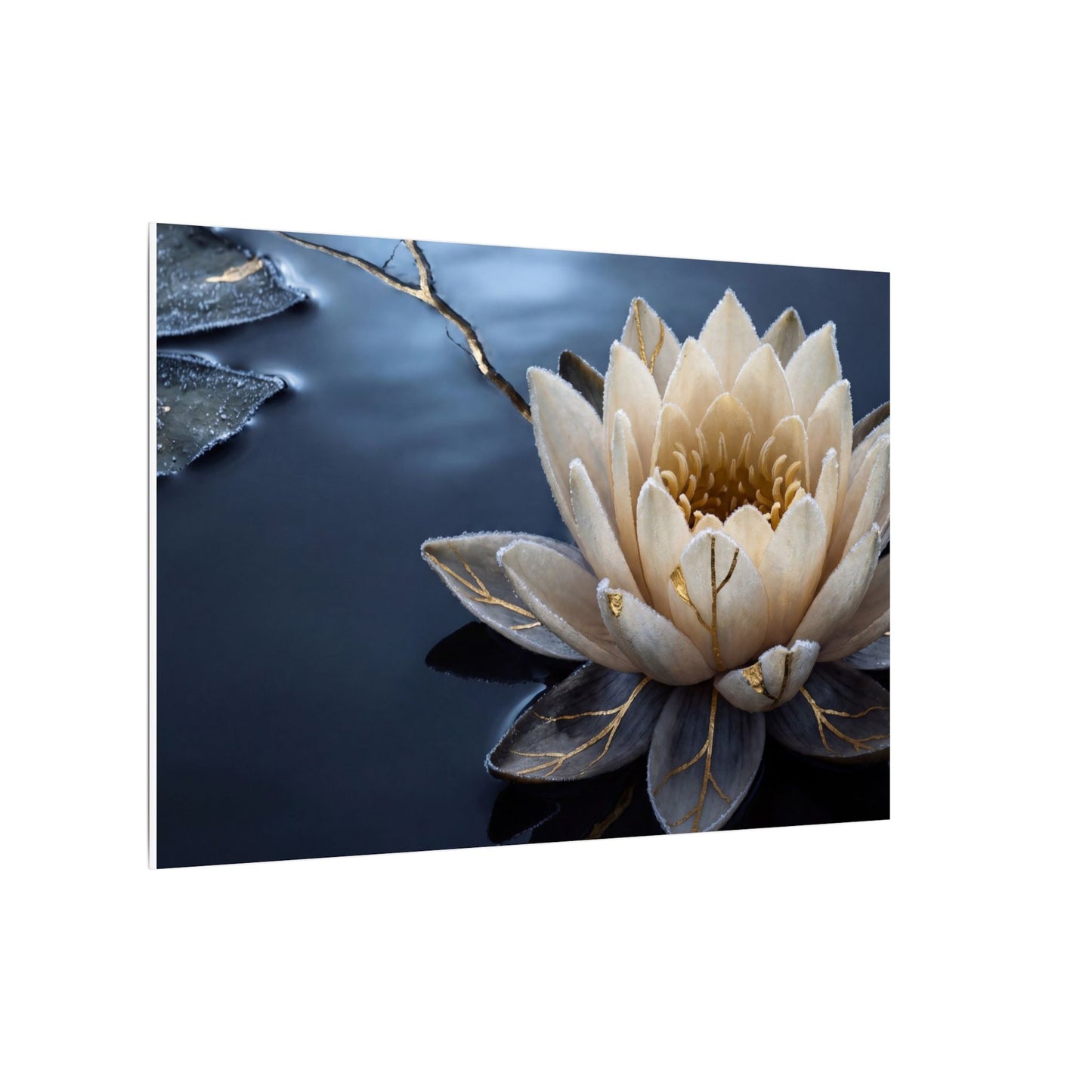 Beautiful Lotus Flower Canvas Art - Gold Vein Kintsugi