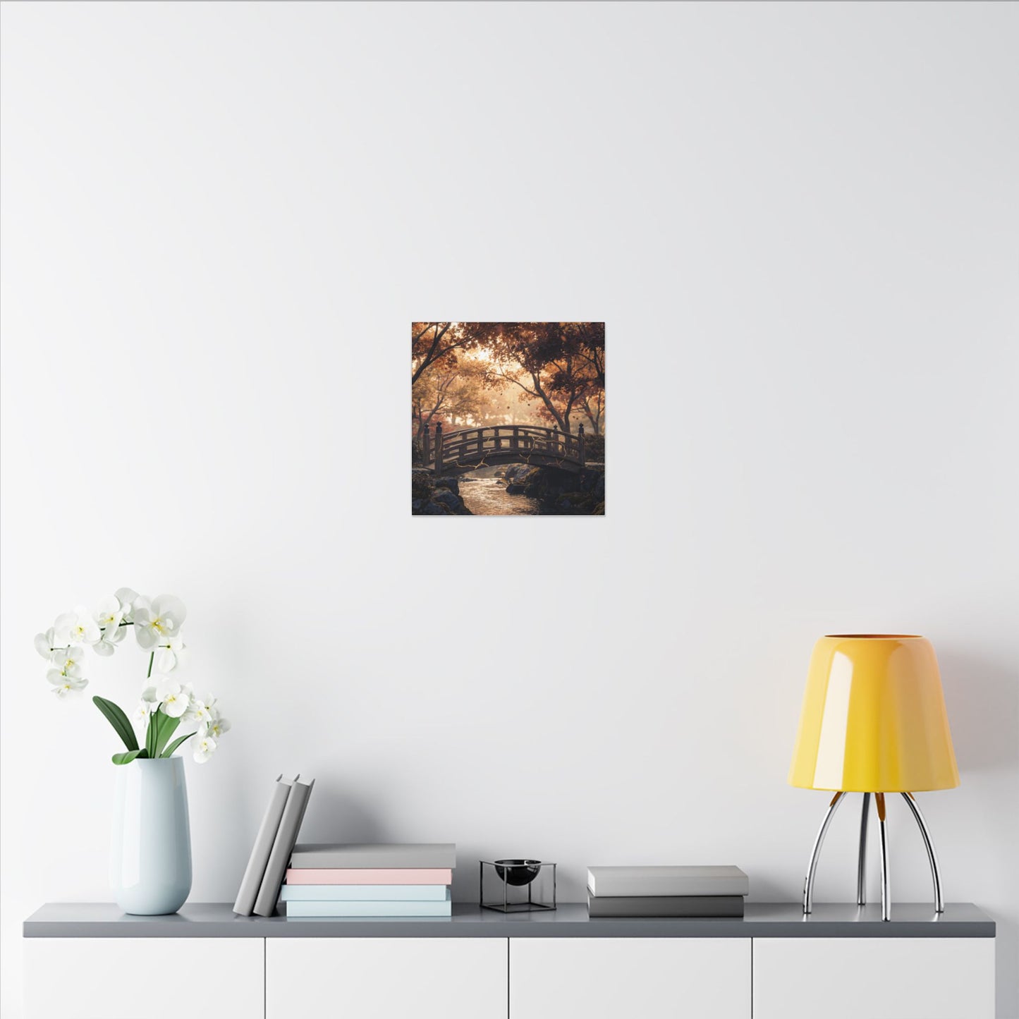 Autumn Wooden Bridge Gold Vein Canvas Art | Resilient Decor
