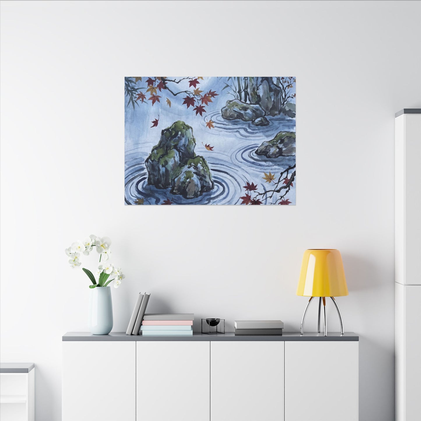 Rock Garden Autumn Canvas Art | Zen Tranquil Design