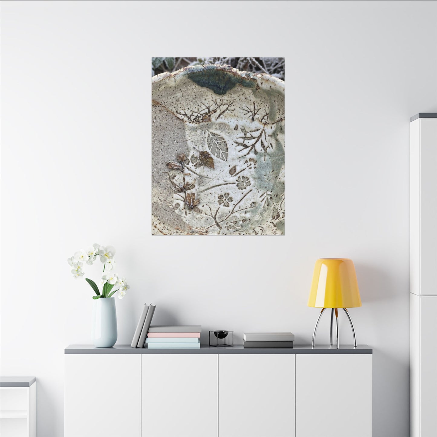 Ceramic Bowl Winter Canvas Art | Japandi Earthy Design