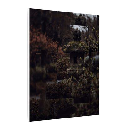 Stone Lantern Spring Canvas Art | Dark Japandi Bold Design