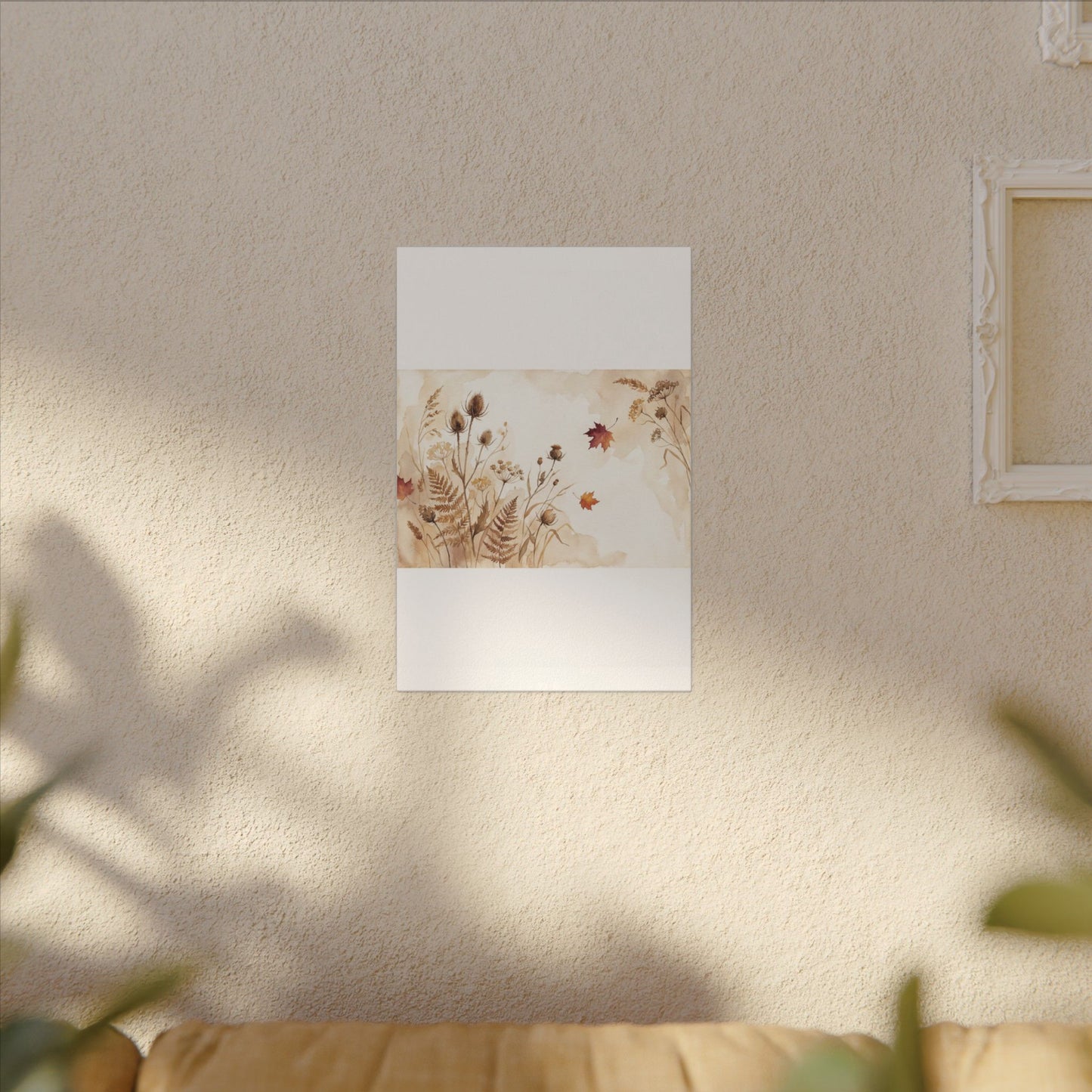 Dried Flowers Canvas Art | Autumn Japandi Watercolor Art