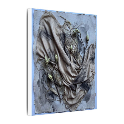 Japandi Silk Drape in Moonlight | Texture Canvas Art