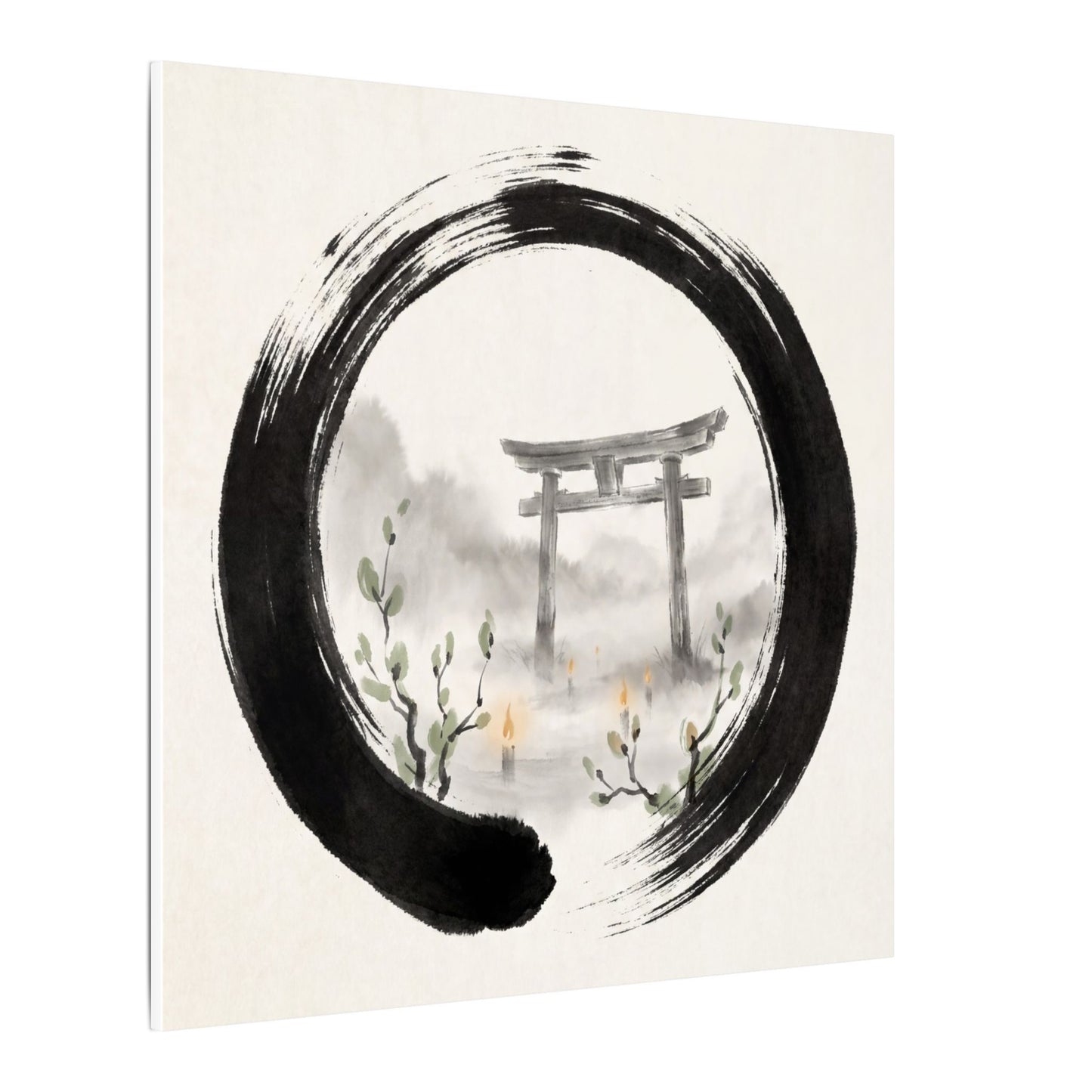 Spring Torii Gate Enso Canvas Art | Tranquil Decor
