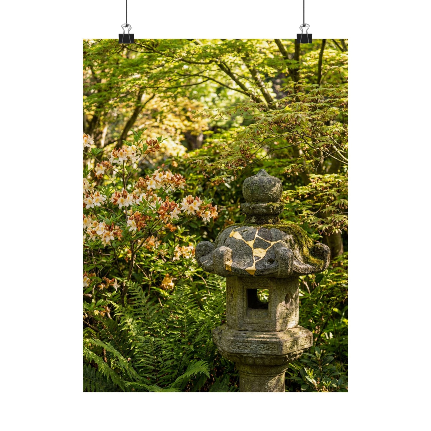 Dappled Stone Lantern Wall Art Print - Kintsugi Shibui Art Print