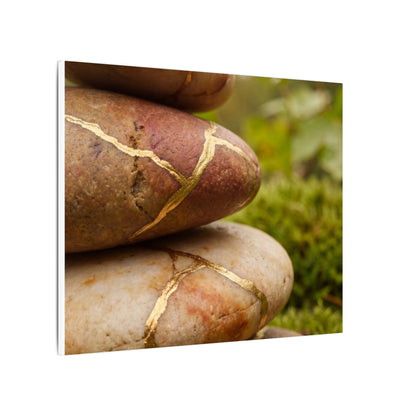 River Stones Summer Canvas Art | Kintsugi Healing Design