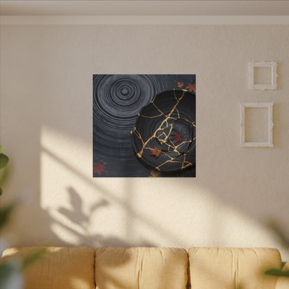 Philosophical Water Ripple Canvas Art - Gold Repair Kintsugi