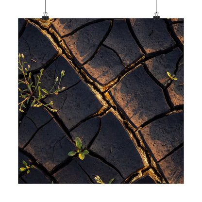 Cracked Earth Gold Vein Wall Art Print | Philosophical Kintsugi Art