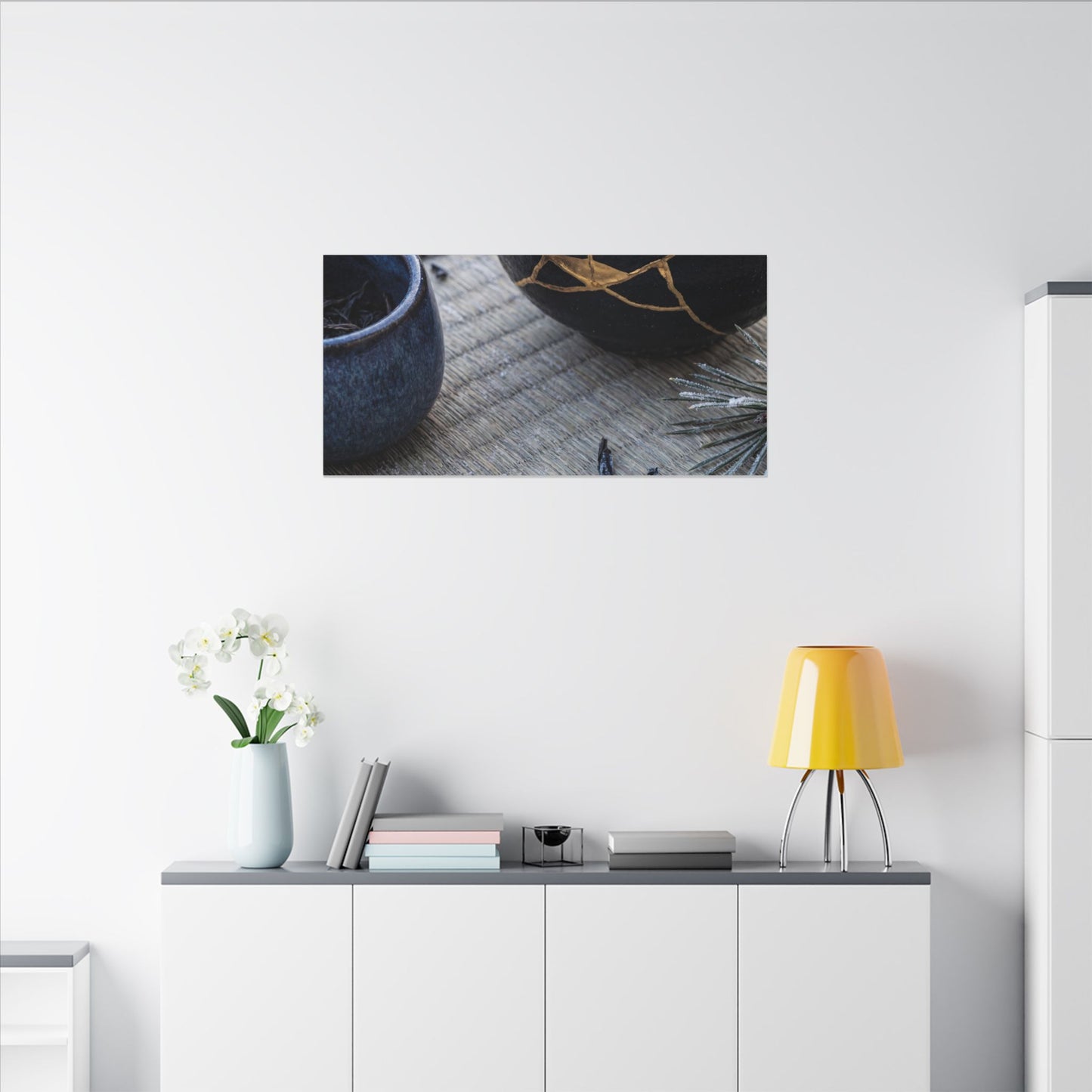 Kintsugi Tea Ceremony in Overcast | Gold Vein Canvas Art