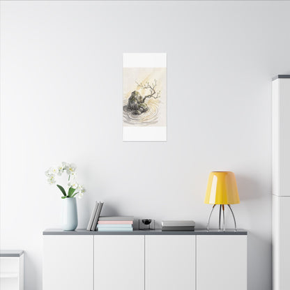 Serene Rock Garden Canvas Art - Sumi E Zen
