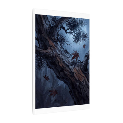 Atmospheric Pine Tree Canvas Art - Shadow Zen Dark Japandi