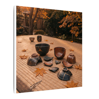 Golden Hour Tea Ceremony Canvas Art - Kintsugi Shibui