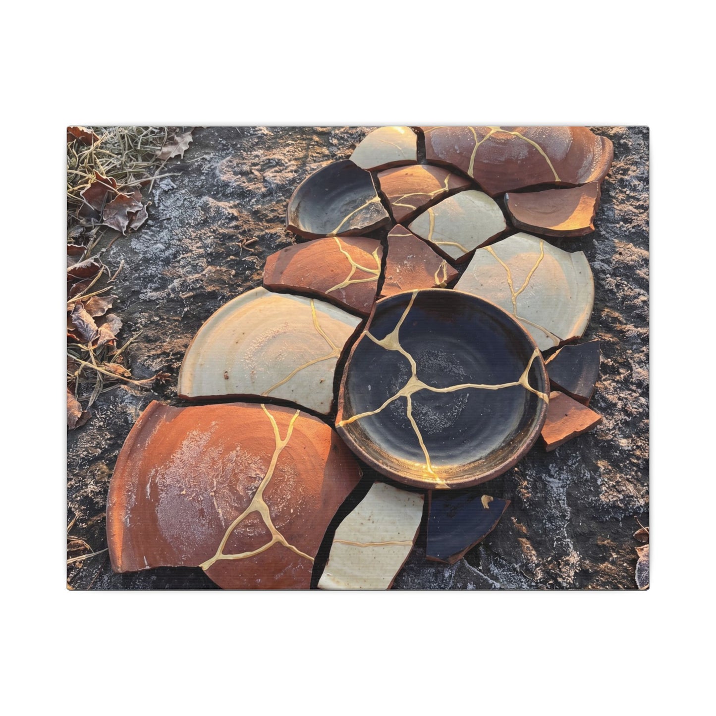Winter Broken Pottery Gold Vein Canvas Art | Beautiful Decor