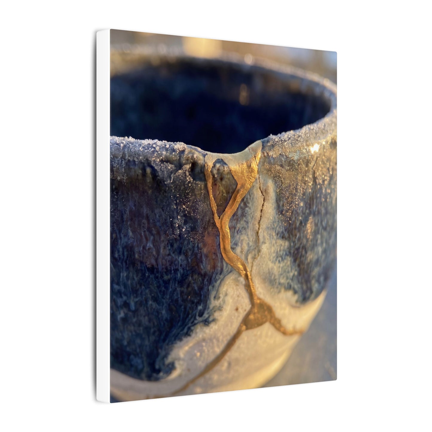 Winter Ceramic Bowl Gold Vein Canvas Art | Healing Decor