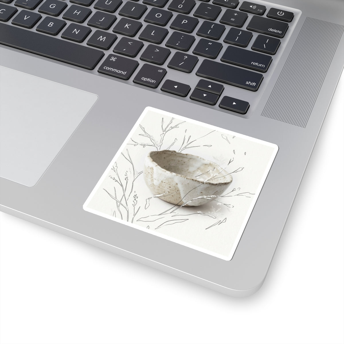 Winter Ceramic Bowl Minimal Line Sticker | Earthy Decor
