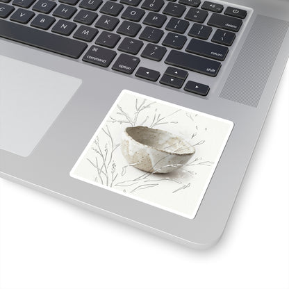 Winter Ceramic Bowl Minimal Line Sticker | Earthy Decor