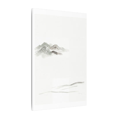 Winter Mountain Mist Minimal Line Canvas Art | Elegant Decor