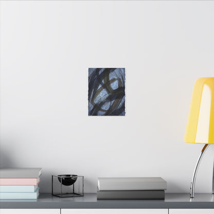 Ink Brushstroke Canvas Art | Winter Dark Japandi Shadow Zen Art