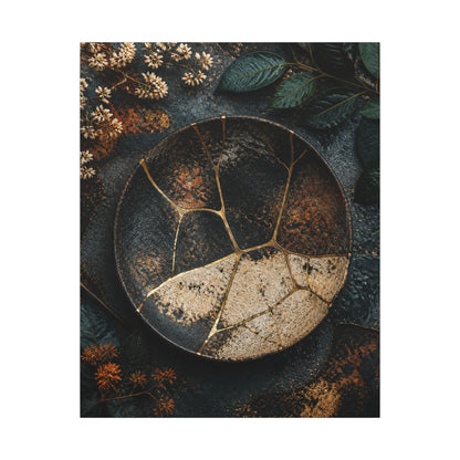 Kintsugi Rust Patina in Dawn | Gold Repair Canvas Art
