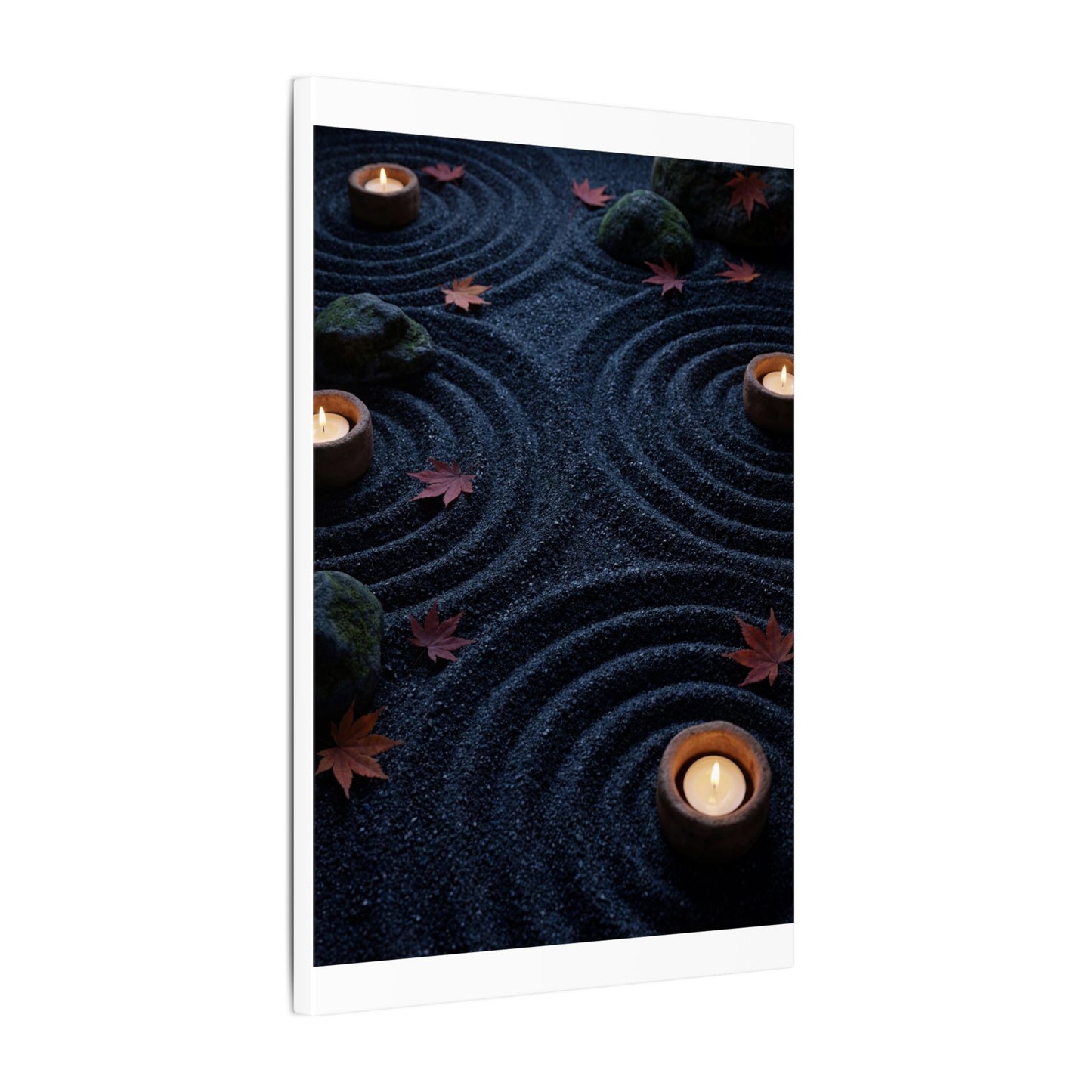 Seijaku Rock Garden Canvas Art - Dark Japandi Dark Texture
