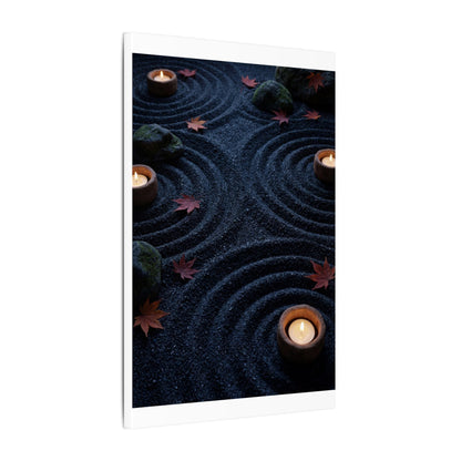 Seijaku Rock Garden Canvas Art - Dark Japandi Dark Texture