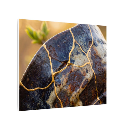 Fukinsei Rust Patina Canvas Art - Kintsugi Gold Repair