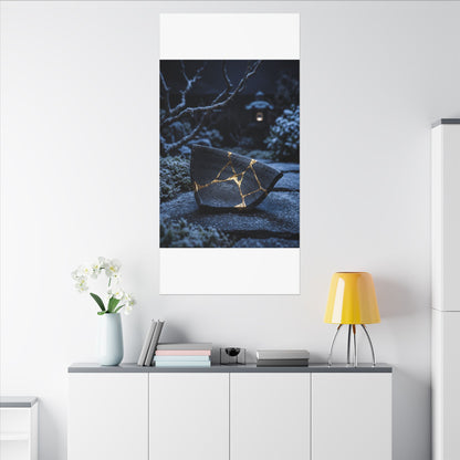 Moonlit Garden Winter Canvas Art | Kintsugi Artful Design