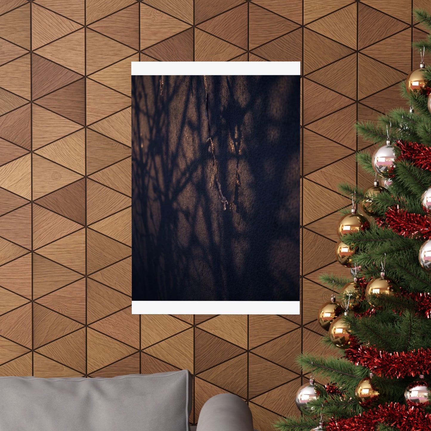 Golden Hour Shadow Play Wall Art Print - Dark Japandi Mono No Aware