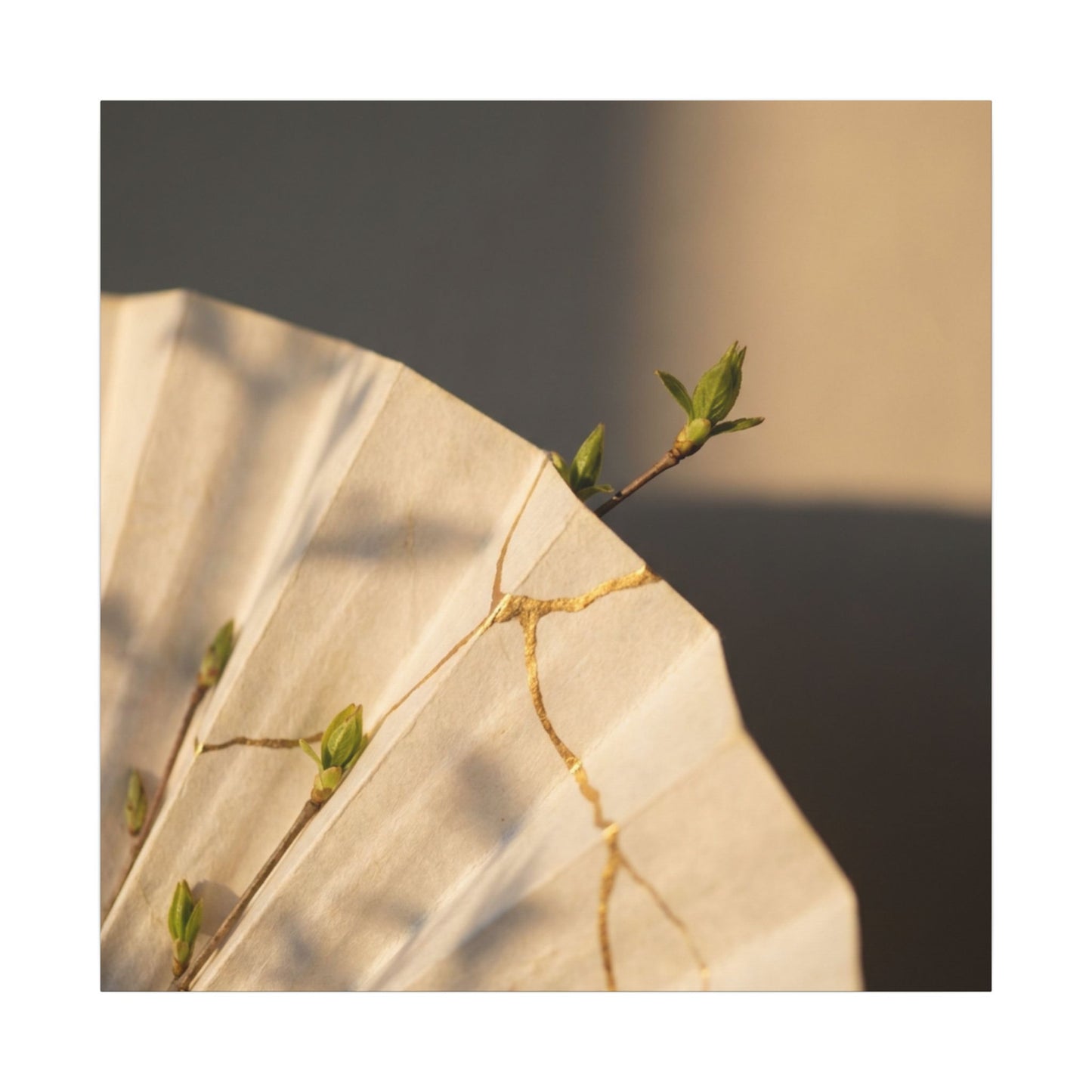 Paper Fold Gold Vein Canvas Art | Healing Kintsugi Art