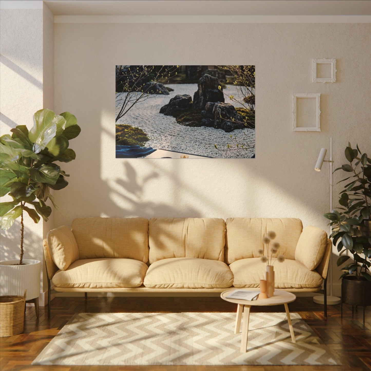 Zen Tea Ceremony in Golden Hour | Karesansui Canvas Art