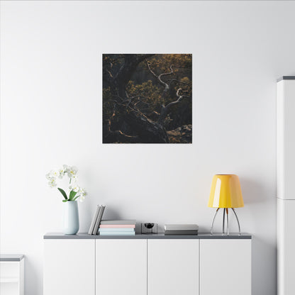 Moody Pine Tree Canvas Art - Moody Minimal Dark Japandi