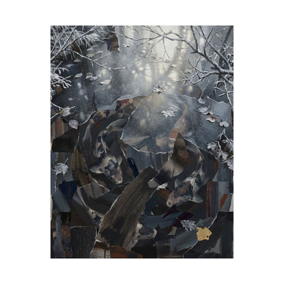 Koi Pond Wall Art Print | Winter Dark Japandi Shadow Zen Art