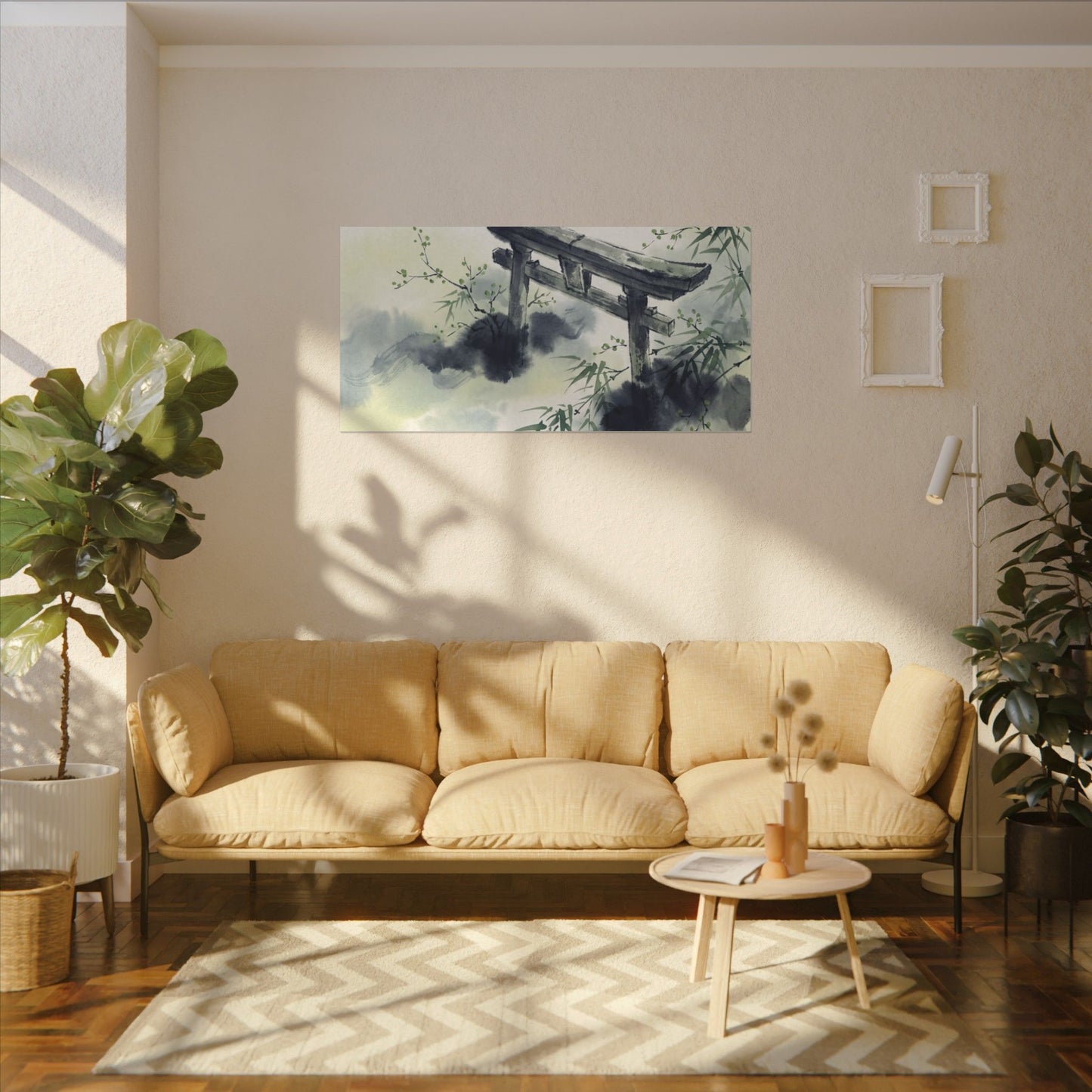 Torii Gate Sumi E Canvas Art | Serene Zen Art