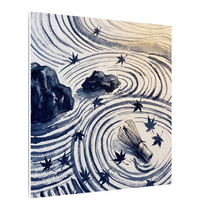 Zen Rock Garden in Golden Hour | Sumi E Canvas Art