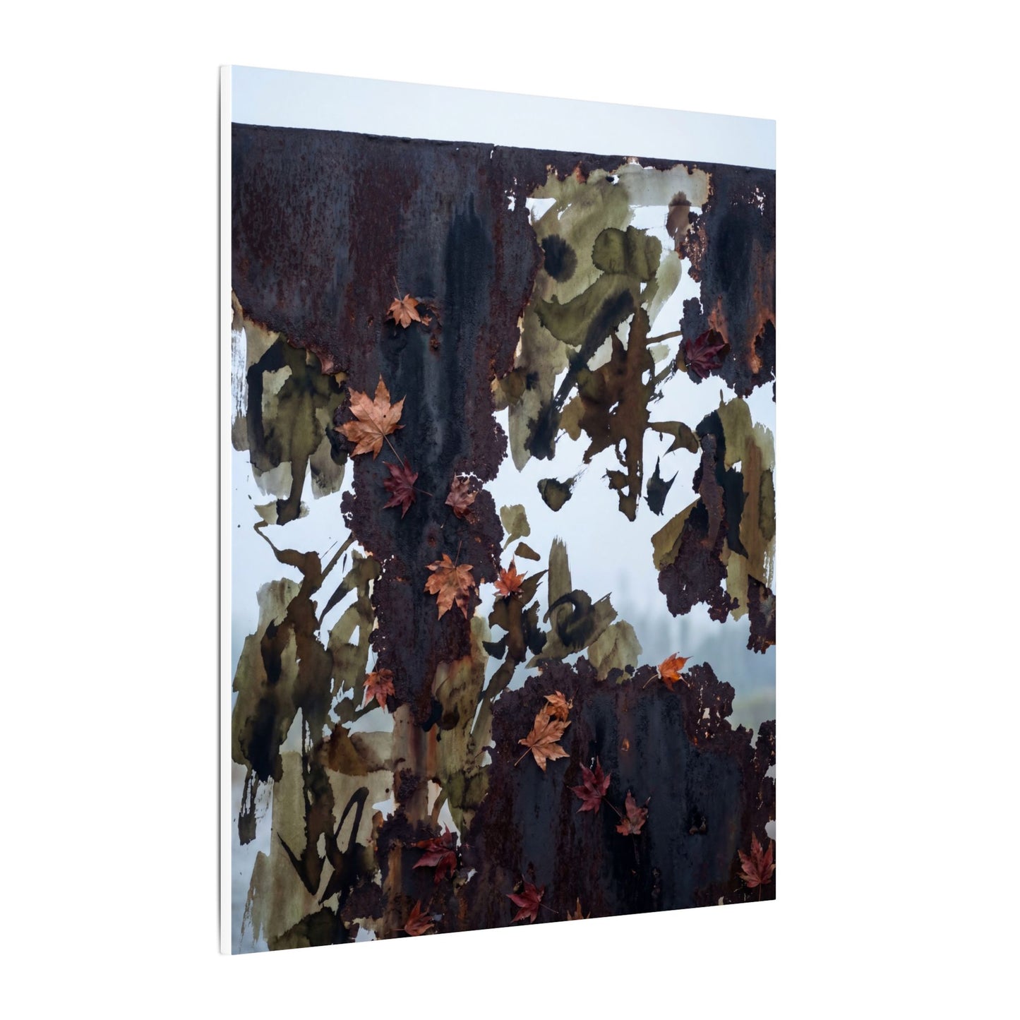 Rust Patina Charcoal Ink Canvas Art | Sophisticated Dark Japandi Art