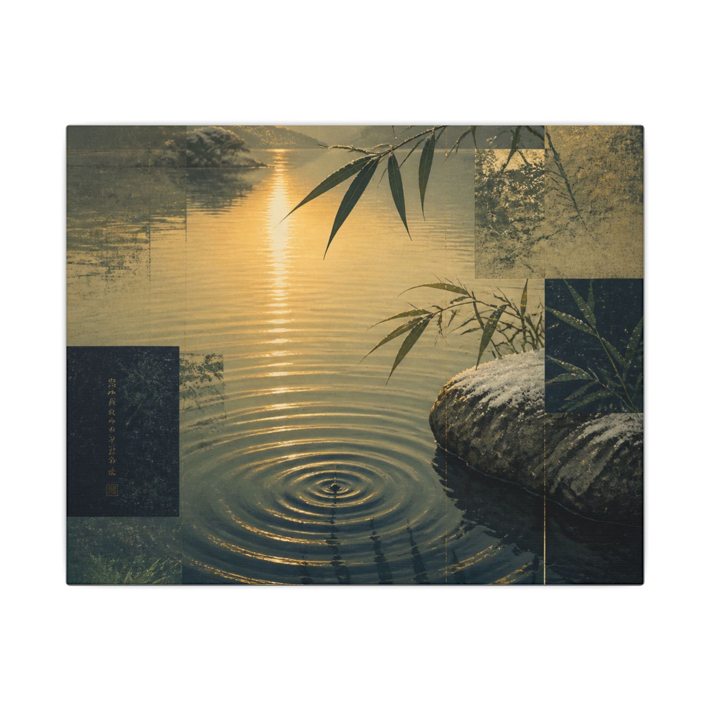Zen Water Ripple in Golden Hour | Ukiyo E Inspired Canvas Art