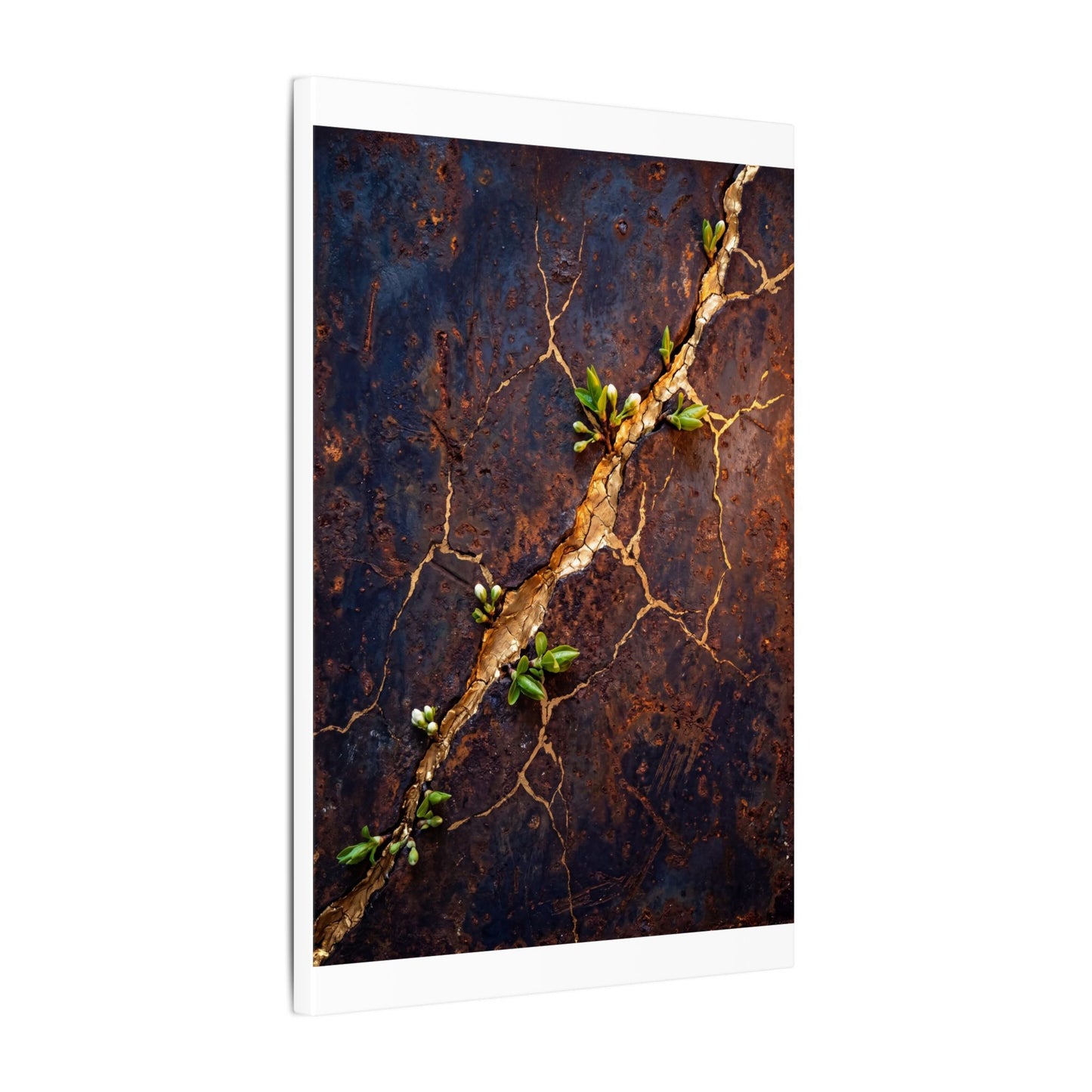 Rust Patina Spring Canvas Art | Kintsugi Resilient Design