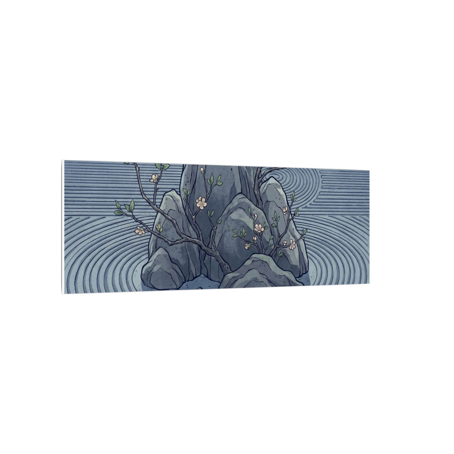 Spring Rock Garden Ukiyo E Inspired Canvas Art | Tranquil Decor