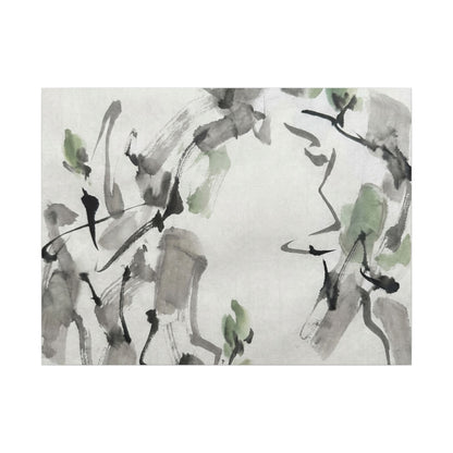 Zen Ink Brushstroke in Overcast | Sumi E Canvas Art Art Print