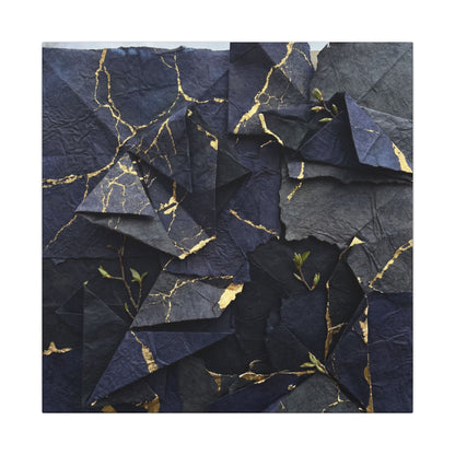 Beautiful Paper Fold Canvas Art - Crackle Gold Kintsugi