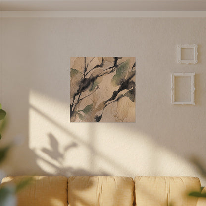 Japandi Shadow Play in Golden Hour | Watercolor Canvas Art
