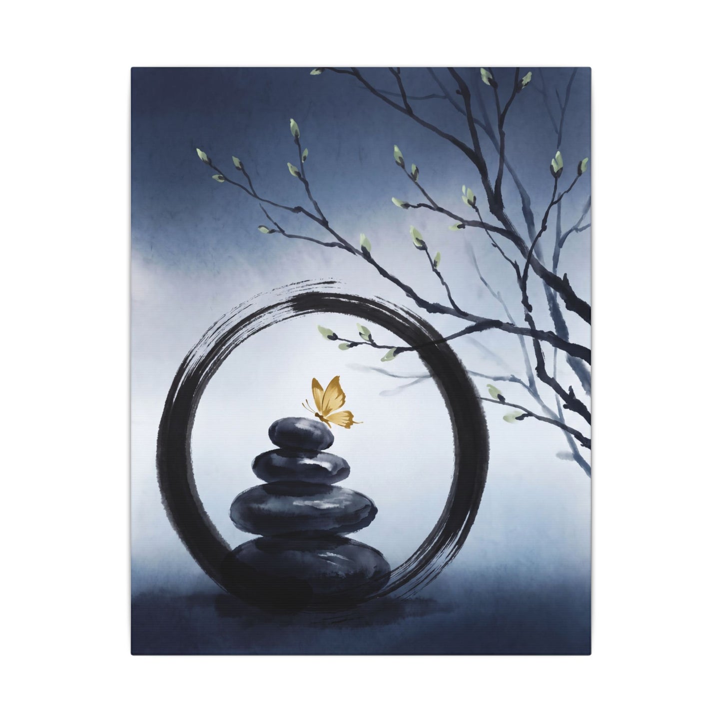 River Stones Spring Canvas Art | Zen Peaceful Design