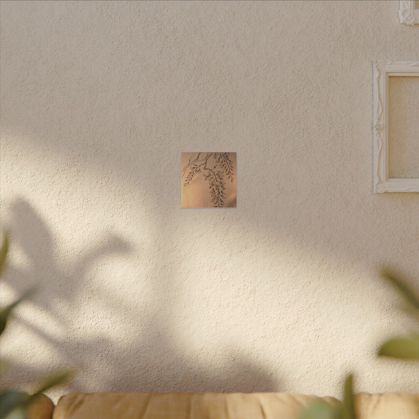 Japandi Wisteria in Candlelight | Minimal Line Canvas Art