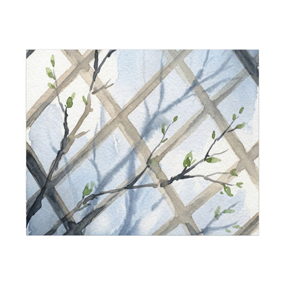 Shoji Screen Canvas Art | Spring Japandi Watercolor Art