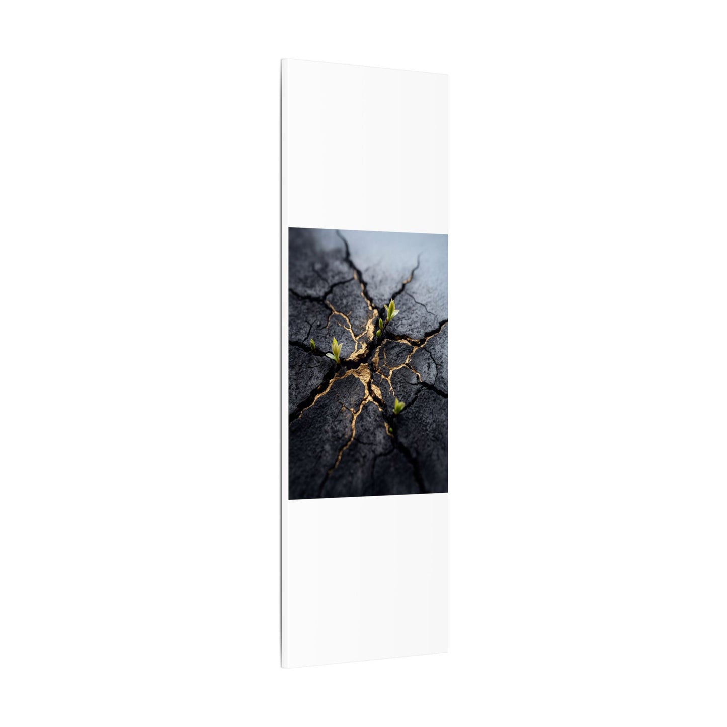 Ma Cracked Earth Canvas Art - Dark Japandi Charcoal Ink