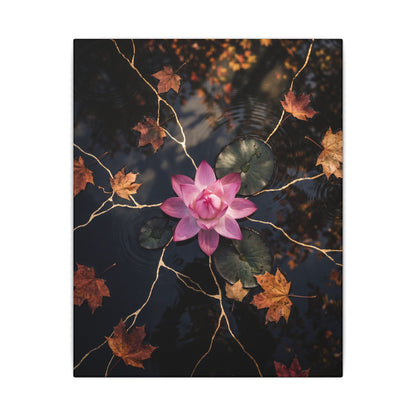Ma Lotus Flower Canvas Art - Kintsugi Gold Vein